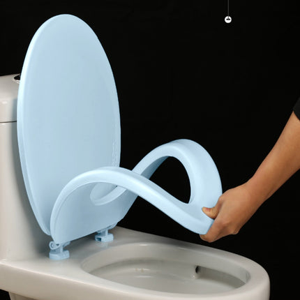 Quick-Release Round Toilet Seat with Soft-Close Lid, Durable Easy-Clean Plastic, Never Loosens, Ergonomic Comfort, Fits Standard Bowls, Tool-Free Installation, 300kg Load Capacity Blue.