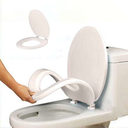 Quick-Release Round Toilet Seat with Soft-Close Lid, Durable Easy-Clean Plastic, Never Loosens, Ergonomic Comfort, Fits Standard Bowls, Tool-Free Installation, 300kg Load Capacity White.
