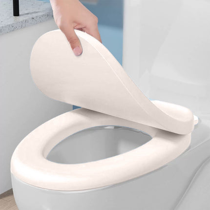 Quick-Release Round Toilet Seat with Soft-Close Lid, Durable Easy-Clean Plastic, Never Loosens, Ergonomic Comfort, Fits Standard Bowls, Tool-Free Installation, 300kg Load Capacity White.