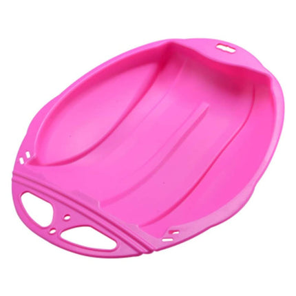 Round Snow Sled Disc for Kids and Adults, Thick Portable Skiing Pad with Anti-Skid Sunk Seat, Versatile Slider for Snow, Grass, and Sand, Comfortable Oversized Handle Design up to 220lbs Pink.