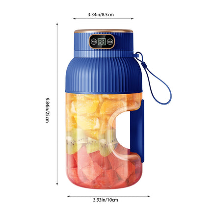 Portable 1200ml Electric Mixing Cup, Stainless Steel & Glass Body, Squeeze Bottle for Protein Shakes, Juices, Gym Drinks, Rechargeable, Airtight Lids, BPA-Free, Multi-Functional Blender Blue.