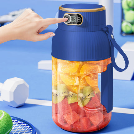 Portable 1200ml Electric Mixing Cup, Stainless Steel & Glass Body, Squeeze Bottle for Protein Shakes, Juices, Gym Drinks, Rechargeable, Airtight Lids, BPA-Free, Multi-Functional Blender Blue.