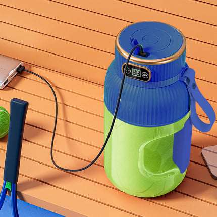 Portable 1200ml Electric Mixing Cup, Stainless Steel & Glass Body, Squeeze Bottle for Protein Shakes, Juices, Gym Drinks, Rechargeable, Airtight Lids, BPA-Free, Multi-Functional Blender Blue.