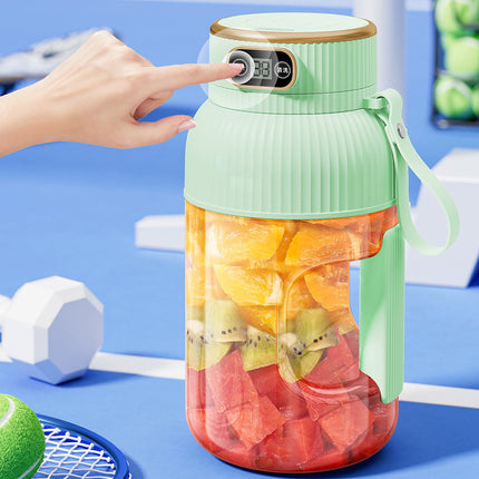 Portable 1200ml Electric Mixing Cup, Stainless Steel & Glass Body, Squeeze Bottle for Protein Shakes, Juices, Gym Drinks, Rechargeable, Airtight Lids, BPA-Free, Multi-Functional Blender Green.