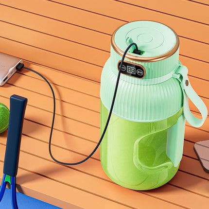 Portable 1200ml Electric Mixing Cup, Stainless Steel & Glass Body, Squeeze Bottle for Protein Shakes, Juices, Gym Drinks, Rechargeable, Airtight Lids, BPA-Free, Multi-Functional Blender Green.
