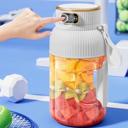 Portable 1200ml Electric Mixing Cup, Stainless Steel & Glass Body, Squeeze Bottle for Protein Shakes, Juices, Gym Drinks, Rechargeable, Airtight Lids, BPA-Free, Multi-Functional Blender White.