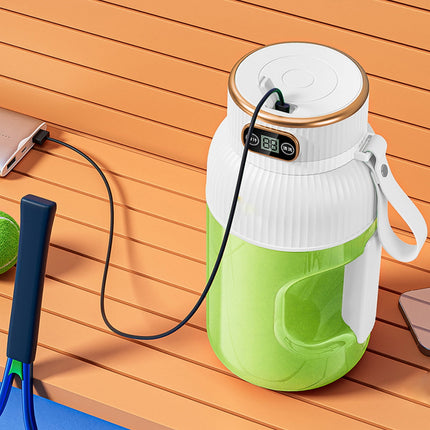 Portable 1200ml Electric Mixing Cup, Stainless Steel & Glass Body, Squeeze Bottle for Protein Shakes, Juices, Gym Drinks, Rechargeable, Airtight Lids, BPA-Free, Multi-Functional Blender White.