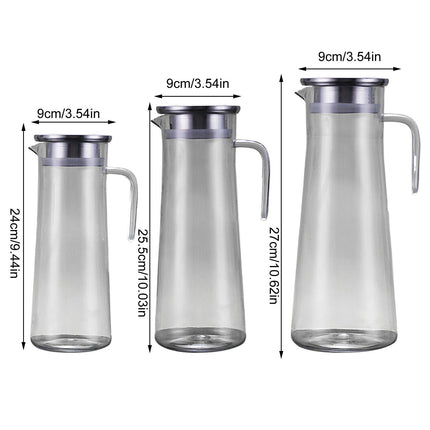Glass Pitcher with Lid, Easy Clean and Heat Resistance Borosilicate Glass Jug for Hot or Cold Water, Milk, Ice Tea and Juice Beverage, 1 Pcs, 33.8 Oz, 9.44x3.54 10.03" x 3.54" Clear.