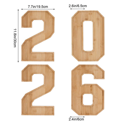 Wooden 2026 Party Supplies Charcuterie Numbers Fillable Decoration,2026 Graduation Fillable Numbers,Number Charcuterie Board Box for Fruit Cheese Platter Candy Cake Plates,Display Candy Snack Tray a set.