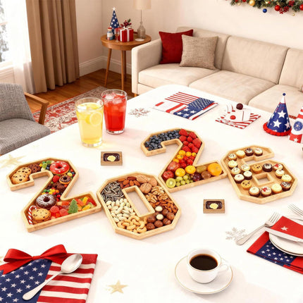 Wooden 2026 Party Supplies Charcuterie Numbers Fillable Decoration,2026 Graduation Fillable Numbers,Number Charcuterie Board Box for Fruit Cheese Platter Candy Cake Plates,Display Candy Snack Tray a set.