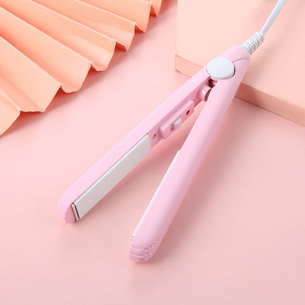 Mini Hair Curler, Mini Hair Curler For Short Hair, 2 In 1 Mini Curler And Hair Straightener, Mini Curling Iron 1/2 Inch Barrel Short Hair, Long-Lasting Effect, Multi Functional, 3d Heating Plate Pink.