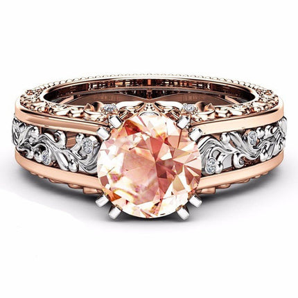 CILENON Fashion Women Color Separation Rose Gold Wedding Engagement Floral Ring (Coffee,One Size) Coffee.