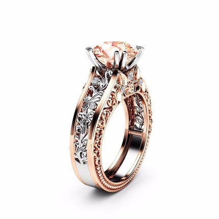 CILENON Fashion Women Color Separation Rose Gold Wedding Engagement Floral Ring (Coffee,One Size) Coffee.