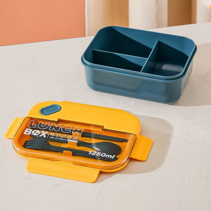 Lunch Box Containers With Dividers, 3 Compartments In One Large Lunch Box, Leakproof Lunch Box, Plastic Microwave Lunch Box Sealed Adult, Suitable For Dining Out Work Navy.