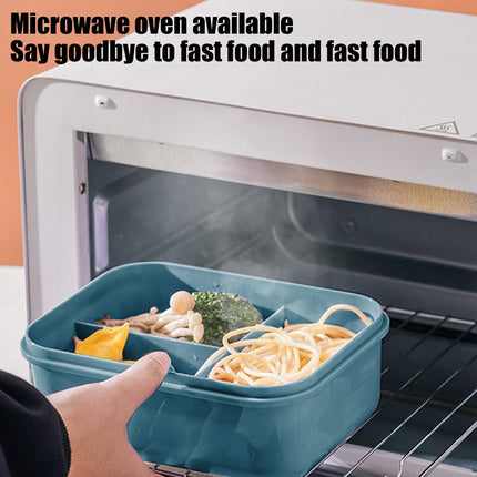 Lunch Box Containers With Dividers, 3 Compartments In One Large Lunch Box, Leakproof Lunch Box, Plastic Microwave Lunch Box Sealed Adult, Suitable For Dining Out Work Navy.