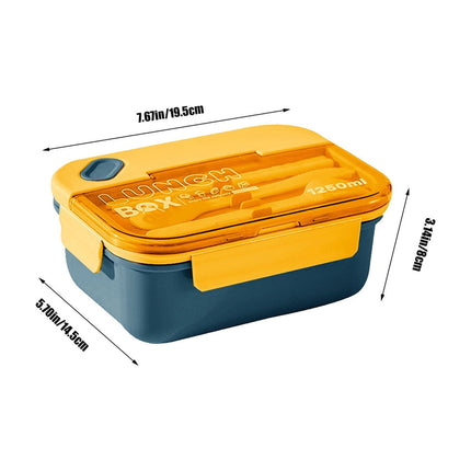Lunch Box Containers With Dividers, 3 Compartments In One Large Lunch Box, Leakproof Lunch Box, Plastic Microwave Lunch Box Sealed Adult, Suitable For Dining Out Work Navy.