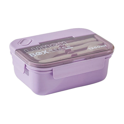 Lunch Box Containers With Dividers, 3 Compartments In One Large Lunch Box, Leakproof Lunch Box, Plastic Microwave Lunch Box Sealed Adult, Suitable For Dining Out Work Purpel.