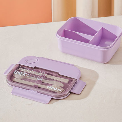 Lunch Box Containers With Dividers, 3 Compartments In One Large Lunch Box, Leakproof Lunch Box, Plastic Microwave Lunch Box Sealed Adult, Suitable For Dining Out Work Purpel.