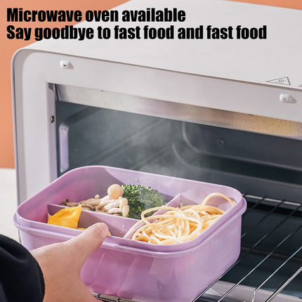 Lunch Box Containers With Dividers, 3 Compartments In One Large Lunch Box, Leakproof Lunch Box, Plastic Microwave Lunch Box Sealed Adult, Suitable For Dining Out Work Purpel.
