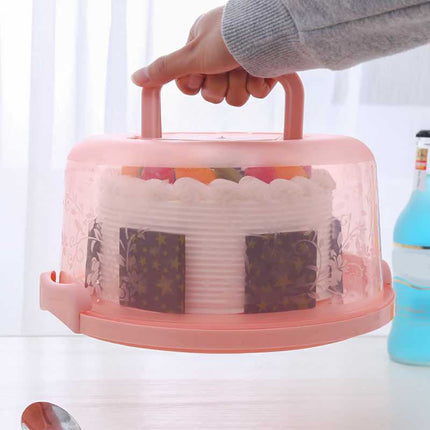 Clearance! Round Cake Carrier Cake Container With Lid And Handles, Large Cupcake Carrier Cake Keeper Sturdy Cupcake Box Cupcake Holder With Two Secure Side Closures Dishwasher Safe, Fresh Storage Pink.