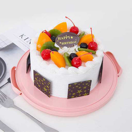Clearance! Round Cake Carrier Cake Container With Lid And Handles, Large Cupcake Carrier Cake Keeper Sturdy Cupcake Box Cupcake Holder With Two Secure Side Closures Dishwasher Safe, Fresh Storage Pink.
