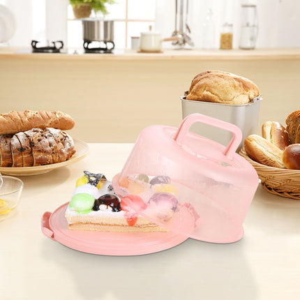 Clearance! Round Cake Carrier Cake Container With Lid And Handles, Large Cupcake Carrier Cake Keeper Sturdy Cupcake Box Cupcake Holder With Two Secure Side Closures Dishwasher Safe, Fresh Storage Pink.