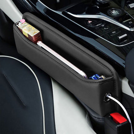 Car Seat Gap Filler, Premium Leather Car Seat Organizer, Universal Fit Car Seat Storage Box, Adjustable Front Seat Gap Filler for Phones, Glasses, Keys, Cards Black.