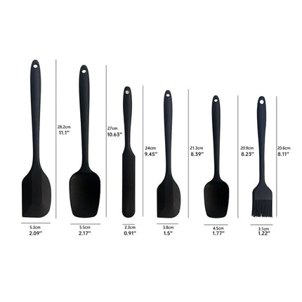 Baking - Silicone Spatulas - Set of 6 Silicone Spatulas, Heat Resistant up to 600°F, Food Safe, BPA Free, Flexible, Suitable for Frying Eggs, Burgers and Pancakes.