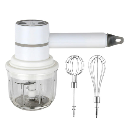 Hand Mixer Electric - Food Chopper - Onion Cutter - Food Processor - Multi-Chopper - Vegetable Cutter - Kitchen Mixer - Whisk - Cordless - Rechargeable - Garlic Cutter - Cream Whipper - Mini Blender - Baking Utensils - White - 1 Piece.
