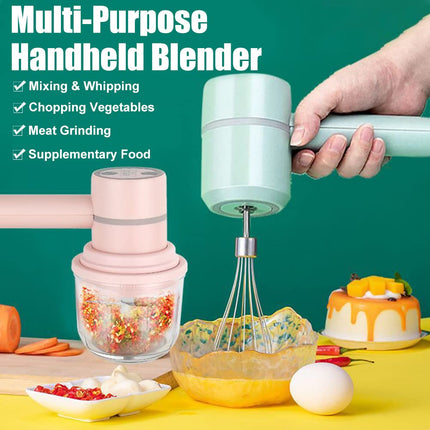Hand Mixer Electric - Food Chopper - Onion Cutter - Food Processor - Multi-Chopper - Vegetable Cutter - Kitchen Mixer - Whisk - Cordless - Rechargeable - Garlic Cutter - Cream Whipper - Mini Blender - Baking Utensils - White - 1 Piece.