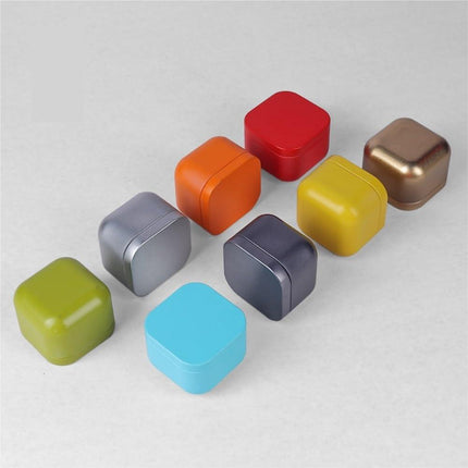 Tea box - Square tin container, tea caddy, metal candy box.