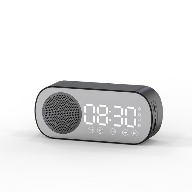 Alarm clock radio - mains powered alarm clock radio - child's alarm clock - digital alarm clocks - analog alarm clock - digital alarm clock - digital bedroom alarm clock - Bluetooth speaker - speaker - mirror with light - portable radio - Black - 1 piece.