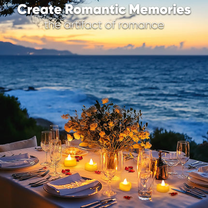 Battery Operated Candles - Set of Rose Petal Candles - 99 Artificial Rose Petals - 24 Heart-Shaped LED Tea Lights - Suitable for Proposals - Anniversaries - Romantic Evenings - Table Decorations - Weddings - Birthdays.