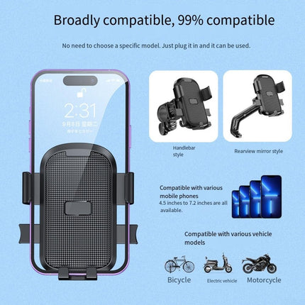 Bicycle Phone Holder - Smartphone Holder - Universal - MTB - Racing Bike - E-bike - Scooter - Motorcycle - Handlebar Mount - 360 Degrees - Mobile Phone Holder - Bicycle Accessories - Black - 1 piece.
