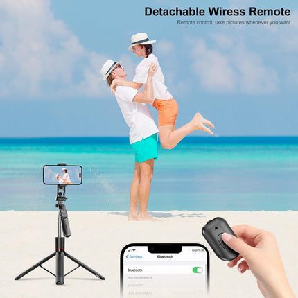 Selfie Stick - Tripod - Phone Tripod - Bluetooth - With Remote Control - Extendable - Wireless - 3 in 1 - Smartphone Holder - Vlogging - Black - 1 piece.