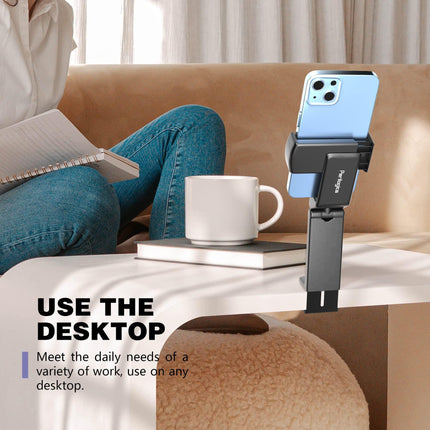 Phone Holder Desk - Tablet Holder - Smartphone Stand - Foldable - Adjustable - Universal - Desk Accessories - Phone Stand - Compact - Travel - Black - 1 piece.