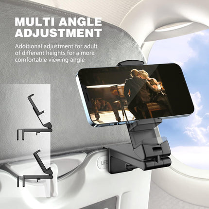 Airplane Phone Holder - Phone Stand Desk - Table - Cell Phone Holder - Stand - 360 Degree Rotatable - Travel - Suitable for tabletops and trays - White.