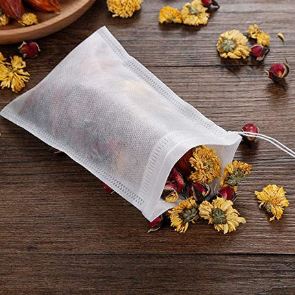 Tea Bags - Empty Tea Bags - Tea Filters - Coffee Filters - Filter Bags - Herbal Bags - Tea Strainer - Disposable Tea Filters - Drawstring Bags - Loose Tea - Ground Coffee - Bulk Pack - Unscented - 7 x 9 cm - White - 400 Pieces.