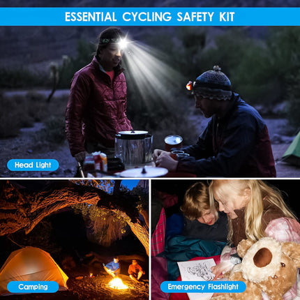 Bicycle Lighting Set - Bicycle Headlight - Rear Light with Turn Signal - USB Rechargeable - Bicycle Lights - LED Lighting - Flashing Light - Waterproof - Wireless Remote Control - MTB Accessories - Road Bike - City Bike - Black - 1 Piece.