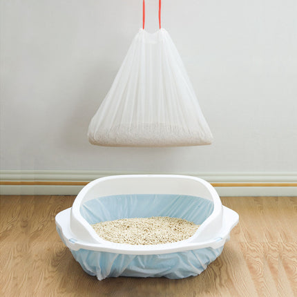 Cat Litter Bags - Cat Litter Liner - Cat Litter Bags - With Drawstring - Extra Strong - Cat Litter Bags - Hygiene - Leakproof - Thick Plastic Bags - Cat Accessories - Cleaning - Universal - Large Size - Tear-resistant - White - 3 pieces.