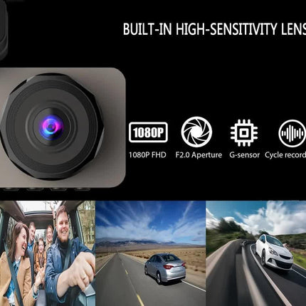 Car Dashcam - 120-degree viewing angle - Night vision - Full HD video - Super compact - Parking mode - Loop recording - Collision detection - Rear view camera - 3.0-inch TNT screen - Car Dashcam.