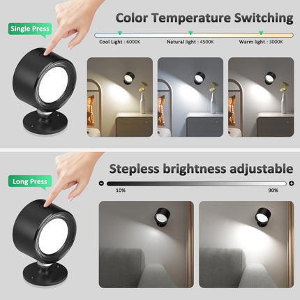 Night Light - Table Lamp - Bedside Lamp - Mood Lamp - Wireless Table Lamp - Rechargeable Lamp - LED Night Lamp - Touch Lamp - Dimmable Lamp - Desk Lamp - Mood Lighting - Portable Lamp - Bedroom Lamp - Modern Design - USB Rechargeable - Black - 1 Piece.