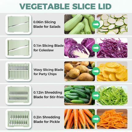 Vegetable Slicer - Salad Spinner - Mandoline - Salad Spinner - Multifunctional Vegetable Slicer - Vegetable Cutter Set - Grater - Kitchen Aid - Kitchen Utensil - Julienne Slicer - Vegetable Grater - Kitchen Gadget - Shredder - Mint Green - Lettuce Slicer.