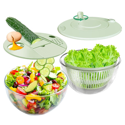 Vegetable Slicer - Salad Spinner - Mandoline - Salad Spinner - Multifunctional Vegetable Slicer - Vegetable Cutter Set - Grater - Kitchen Aid - Kitchen Utensil - Julienne Slicer - Vegetable Grater - Kitchen Gadget - Shredder - Mint Green - Lettuce Slicer.