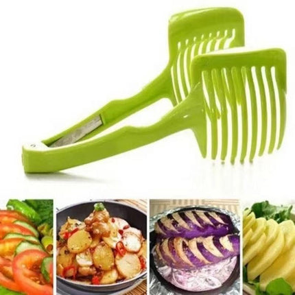 Onion Cutter - Tomato Cutter - Vegetable Cutter - Onion Comb - Cutting Aid - Potato Cutter - Kitchen Accessories - Lemon Cutter - Vegetable Holder - Fruit Cutter - Handy Kitchen Tools - Cutting Tools - Green - 1 Piece.