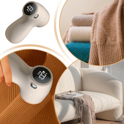 Lint Remover - Lint Trimmer - Lint Remover - Electric Lint Remover - Clothes Roller - Lint Brush - Rechargeable - LED Display - Cordless - Clothes Shaving - Lint Removal - Wool Comb - Beige - 1 Piece.