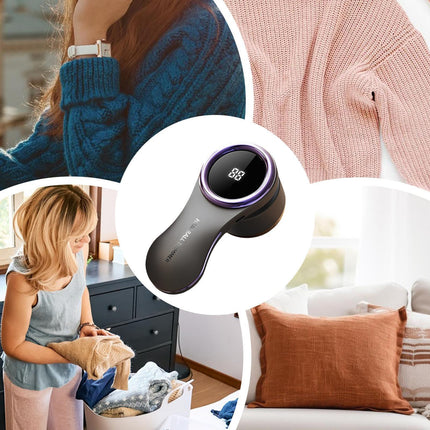 Lint Remover - Lint Trimmer - Lint Remover - Electric Lint Remover - Clothes Roller - Lint Brush - Rechargeable - LED Display - Cordless - Clothes Shaving - Lint Removal - Wool Comb - Large Head - Black - 1 Piece.