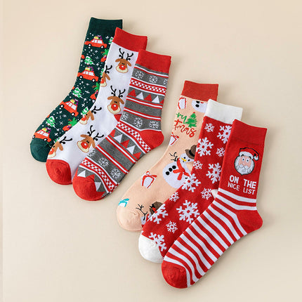 Christmas Socks - Ugly Christmas Socks - Funny Socks - Santa Claus - Reindeer - Snowman - Snowflake - Printed Socks - Christmas Gift - Women's Socks - Men's Socks - Cotton - Winter Socks - Christmas Clothing - Multicolor - 6 Pairs.