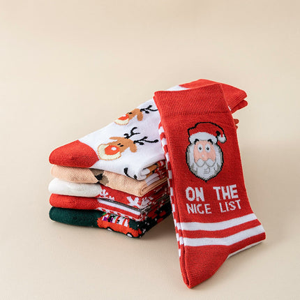 Christmas Socks - Ugly Christmas Socks - Funny Socks - Santa Claus - Reindeer - Snowman - Snowflake - Printed Socks - Christmas Gift - Women's Socks - Men's Socks - Cotton - Winter Socks - Christmas Clothing - Multicolor - 6 Pairs.