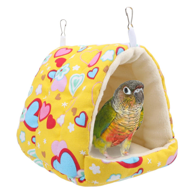 Bird Hammock - Sleeping Nest Bird - Bird Tent - Bird Cage Accessories - Parrot Toys - Parakeet Toys - Hammock - Plush House - Lovebird - Cockatiel - Canary - Sleeping Bag - Yellow - 1 Piece.